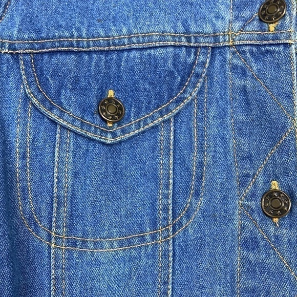Vintage Tangibles Denim Button Front Velvet Collar Vest Size Small - Picture 5 of 5